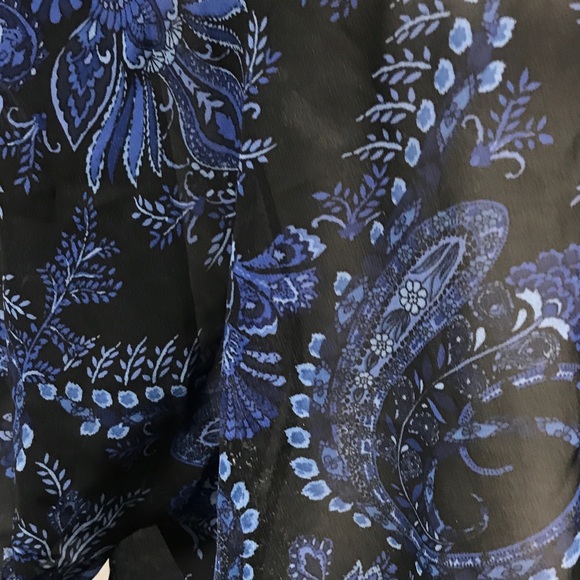 Floral Sheer Flowy Kimono Duster Black & Blue M/L - Picture 4 of 6